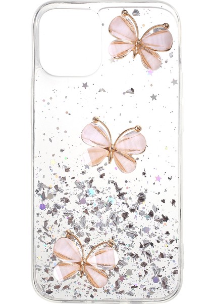 Iphone 12 Pro/12 Için 3D Kelebek Desen Epoksi Tpu Geri Kılıf - Şeffaf (Yurt Dışından)