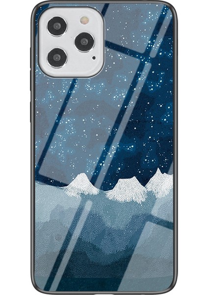Starry Sky Temperli Cam + Pc + Tpu Koruma Hibrit Kılıf Iphone 12 Pro/12 - Mavi Yıldızlı Gökyüzü (Yurt Dışından)