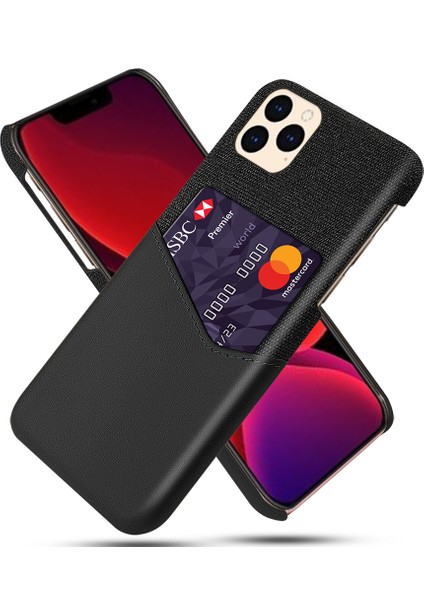 Kart Tutucu Bezi + Pu Deri Kaplı Pc Kapağı iPhone 12 Pro/iphone 12-Black Için (Yurt Dışından)