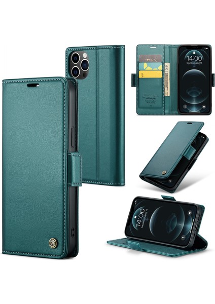 Iphone 12 Pro Max Telefon Kılıfı Şok Geçirmez Kılıf Pu Deri Flip Cover Rfıd Blowıng Cül Çeşitle (Yurt Dışından)
