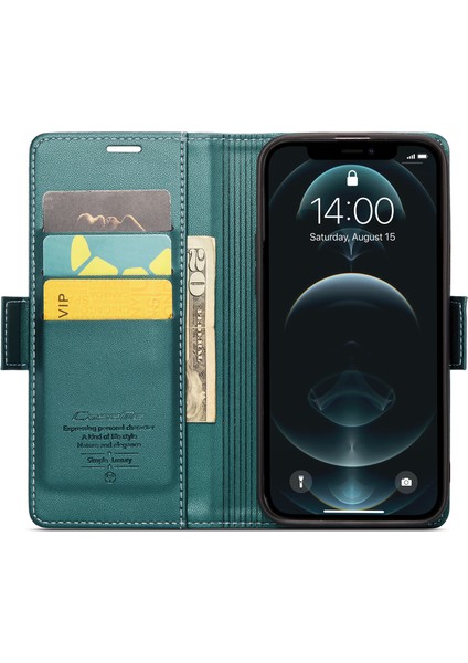 Iphone 12 Pro Max Telefon Kılıfı Şok Geçirmez Kılıf Pu Deri Flip Cover Rfıd Blowıng Cül Çeşitle (Yurt Dışından)