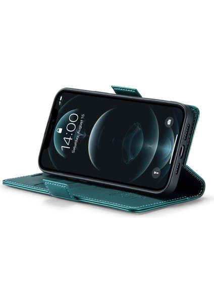 Iphone 12 Pro Max Telefon Kılıfı Şok Geçirmez Kılıf Pu Deri Flip Cover Rfıd Blowıng Cül Çeşitle (Yurt Dışından)