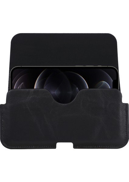 Deri Telefon Kayışı Kasa Bel Çantası Dikey Telefon Torbası Kapak Kemer Klipsi Için iPhone 11 Pro Max -Black (Yurt Dışından)