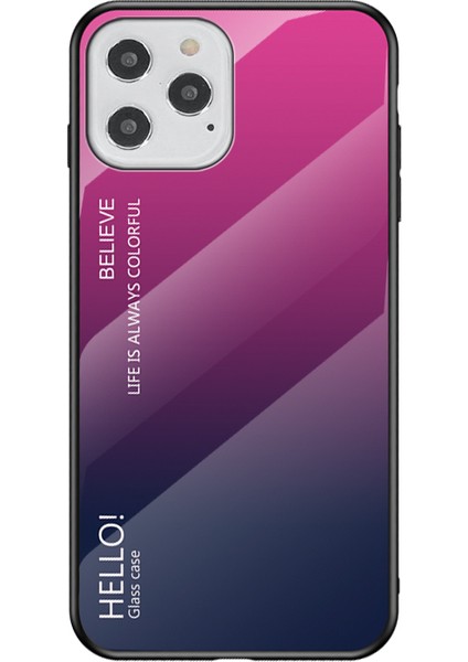 Iphone 12 Pro / 12 Için Gradyan Renk Temsilli Cam + Pc + Tpu Kabuğu - Gül / Mor (Yurt Dışından)