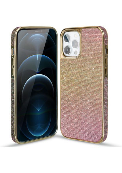 Renk Değiştirme Parıltılı Pc Arka Panel+Tpu Çerçeve Telefon Kılıfı Iphone 12/12 Pro-Şampaiyeli Altın (Yurt Dışından)