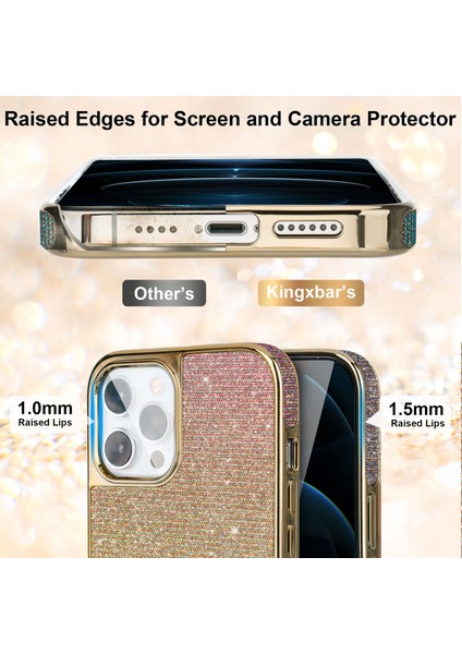 Renk Değiştirme Parıltılı Pc Arka Panel+Tpu Çerçeve Telefon Kılıfı Iphone 12/12 Pro-Şampaiyeli Altın (Yurt Dışından)