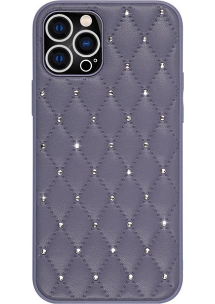 Iphone 12 Profesyonel Vaka Koruyucu Kılıf Için Yumru Kanıtı Rhinestone Dekor Rhanmus Doku Pu Deri+Tpu Telefon Kapağı Geri Kabuk-Doğru (Yurt Dışından)