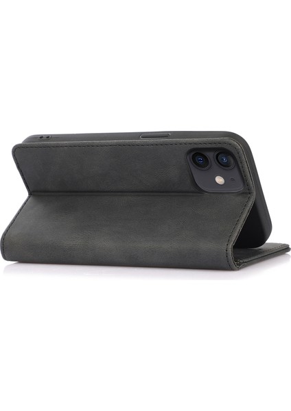 Iphone 12/12 Pro Telefon Kılıfı Önleme Önleme Pu Deri Cep Telefon Kılıfı Güçlü Manyetik Adsorpsiyon Flip Stand Cüzdan Telefon Shell-Black (Yurt Dışından)
