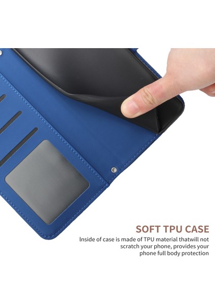 Iphone 12/12 Pro Phone Case Cilt Touch Pu Deri Telefon Kılıfı Şık Kelebekler Baskılı Anti-Drop Folio Flip Kapak Cüzdan Stand-Blue (Yurt Dışından)