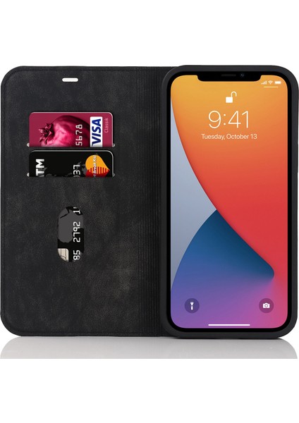 Iphone 12 Pro Max Pu Deri Kart Tutucu Için Kapak Manyetik Otomatik Kapanış Rfıd Bloçuk Stans Telefon Vaca Blak (Yurt Dışından) fiyatları