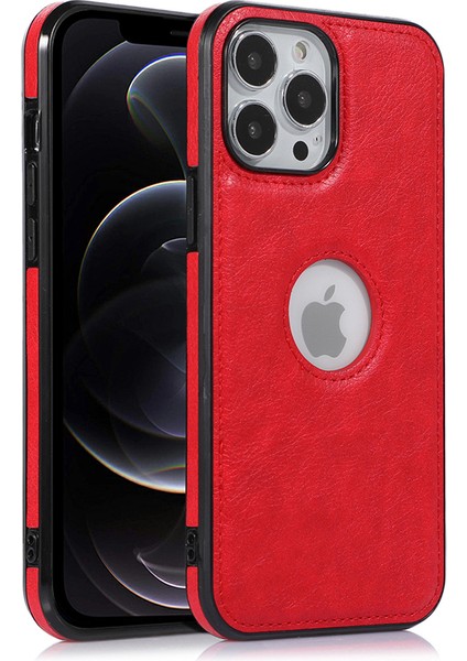 Iphone 12 Pro Max 6.7 Inç Logo Görüntüleyin Telefon Kılıfı Yumuşak Tpu+Pu Telefon Kapağı - Kırmızı (Yurt Dışından)