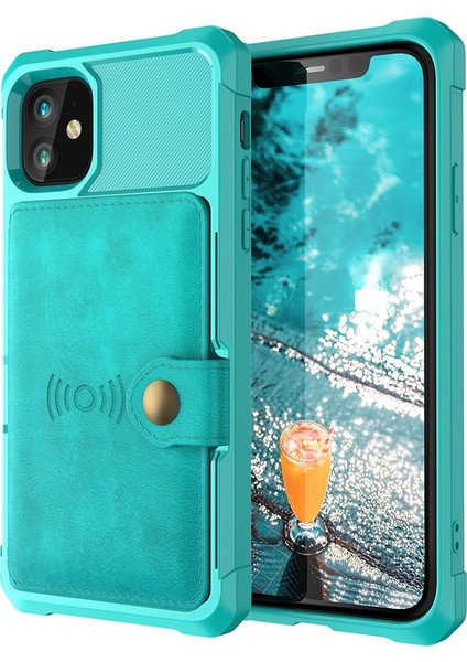 Iphone 12 Pro/12 Için Cüzdan Kickstand Yerleşik Manyetik Tabaka Kapağı ile Deri Kaplamalı Tpu - (Yurt Dışından)