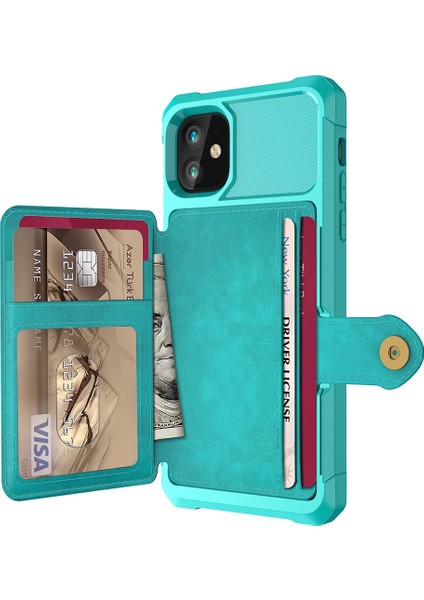 Iphone 12 Pro/12 Için Cüzdan Kickstand Yerleşik Manyetik Tabaka Kapağı ile Deri Kaplamalı Tpu - (Yurt Dışından)