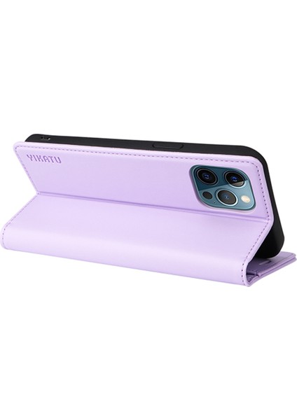 Iphone 12/12 Pro Telefon Kılıfı YK-001 Anti-Shock Anti-Chock Telefon Kapağı Giyim Dayanıklı Manyetik Otomatik Absorbed Pu Deri Deri Flip Cüzdan Kılıf Stand-Işık Mor (Yurt Dışından) fiyatları