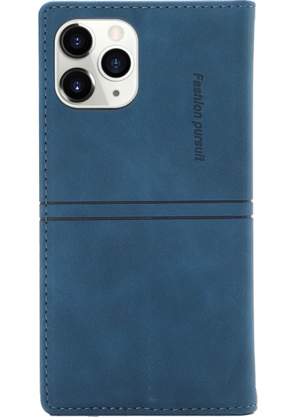 Otomatik Emici Folio Flip Pu Deri Deri Cüzdan Standı Telefon Kapağı Kabuğu Için iPhone 12/12 Pro-Mavi (Yurt Dışından)