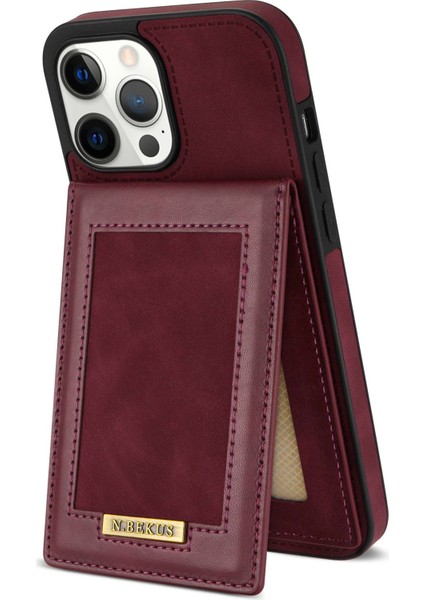 Iphone 12 Pro/12 Dikey Kart Tutucu Kickstand Pu Deri+Tpu Telefon Kılıfı Kabuğu (Yurt Dışından)