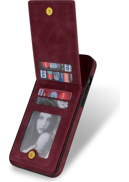 Iphone 12 Pro/12 Dikey Kart Tutucu Kickstand Pu Deri+Tpu Telefon Kılıfı Kabuğu (Yurt Dışından) fiyatları