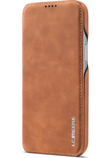 Retro Style Koruyucu Deri Telefon Kılıfı Iphone 12 Pro/12 Için Kart Sahibi - Kahverengi (Yurt Dışından)