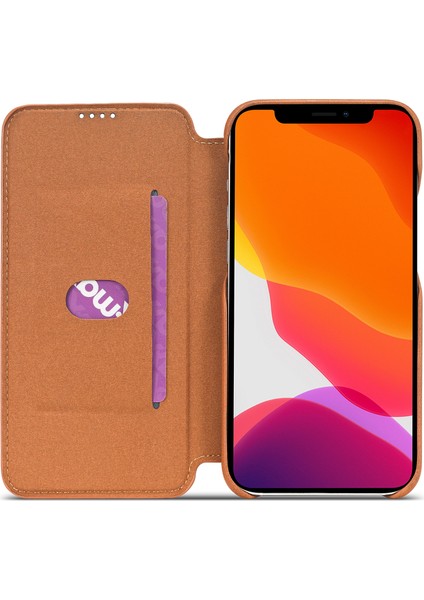 Retro Style Koruyucu Deri Telefon Kılıfı Iphone 12 Pro/12 Için Kart Sahibi - Kahverengi (Yurt Dışından)