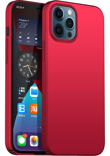 Iphone 12 Pro Max Telefon Kılıfı Sabit Pc Koruyucu Kılıf, Şok Geçirmez Düz Renkli Cep Telefonu Arka Kapak Kırmızısı (Yurt Dışından)