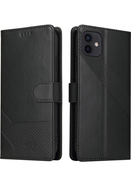 Tam Koruma Deri Telefon Cüzdan Kapağı Kabuğu iPhone 12 Pro/iphone 12 - Siyah (Yurt Dışından)