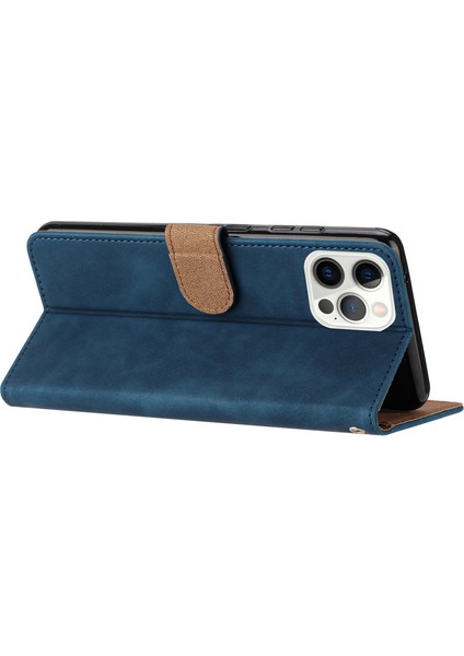 Iphone 12/12 Pro Pro Butterfly Için Stand-Mavi ile Pu Deri Cüzdan Kapağı (Yurt Dışından)