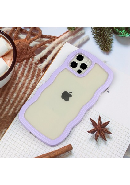 Iphone 12/12 Pro Wavy Edge Renk Çerçevesi Şeffaf Arka Kapak Yumruğu Geçirmez Pc+Tpu Telefon Vaka-Doğru (Yurt Dışından)