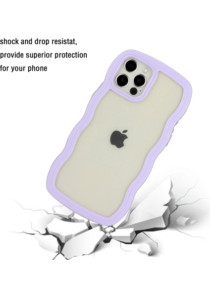 Iphone 12/12 Pro Wavy Edge Renk Çerçevesi Şeffaf Arka Kapak Yumruğu Geçirmez Pc+Tpu Telefon Vaka-Doğru (Yurt Dışından)