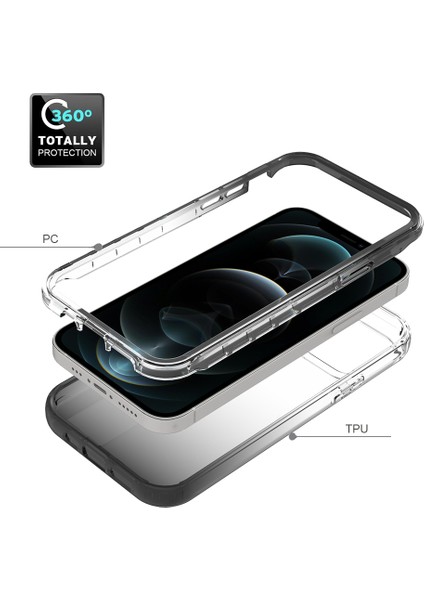 Iphone 12/12 Pro-Siyah Için Iyi Korunmuş 2'si Gradyan Renk Tasarımı Pc+Tpu Telefon Kılıfı (Yurt Dışından) modelleri