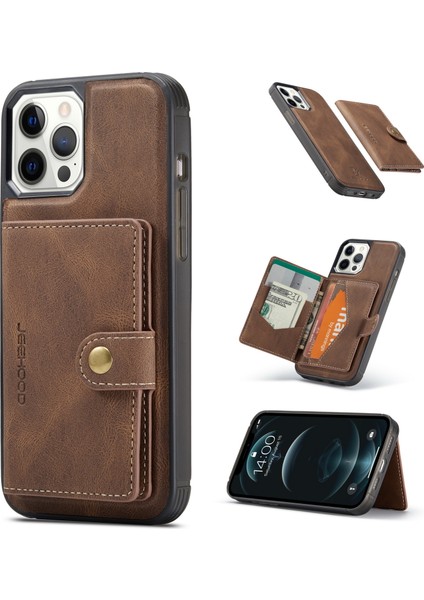 Iphone 12 Pro/iphone 12 Için Çıkarılabilir Manyetik Cüzdan Deri Kaplamalı Tpu Kılıfı - Kahverengi (Yurt Dışından)