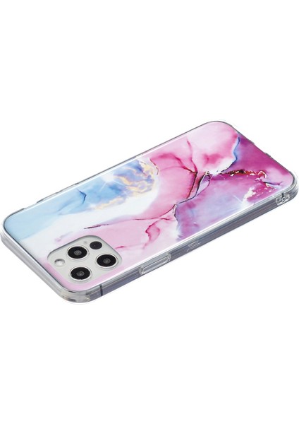 Iphone 12 Pro Max Yumuşak Tpu Kasa Şık Mermer Desen Imd Koruyucu Telefon Geri Kapak Pembe/mavi (Yurt Dışından)