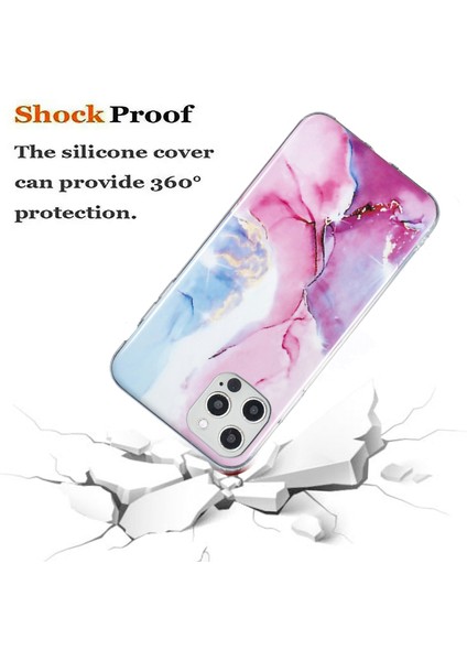 Iphone 12 Pro Max Yumuşak Tpu Kasa Şık Mermer Desen Imd Koruyucu Telefon Geri Kapak Pembe/mavi (Yurt Dışından)
