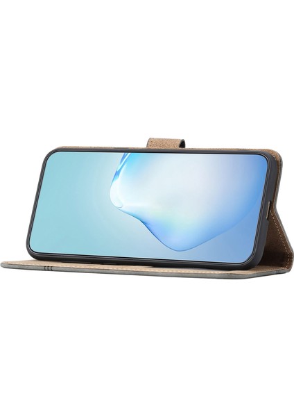 Iphone 12/12 Pro Telefon Kılıfı Retro Pu Deri Stand Telefon Kapağı Cilt Touch Duygu Dikişleri Dekor Cüzdan-Grey (Yurt Dışından) modelleri