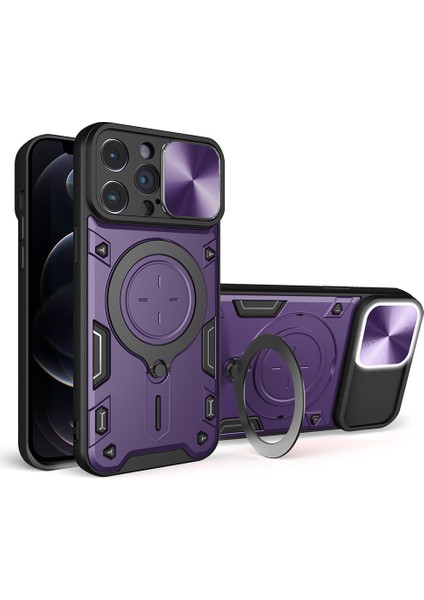 Iphone 12 Pro Slide Camera Love Anti-Cratch Cover Rotatable Kickstand Pc+Tpu Telefon Vaka-Doğru (Yurt Dışından)