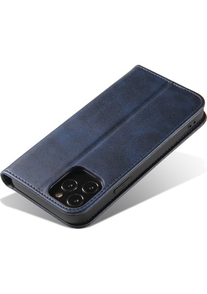 Buzağı Doku Deri Kapağı Iphone 12 Pro Max 6.7 Inç, Manyetik Stand Telefon Kılıf Cüzdanı - Mavi (Yurt Dışından) modelleri
