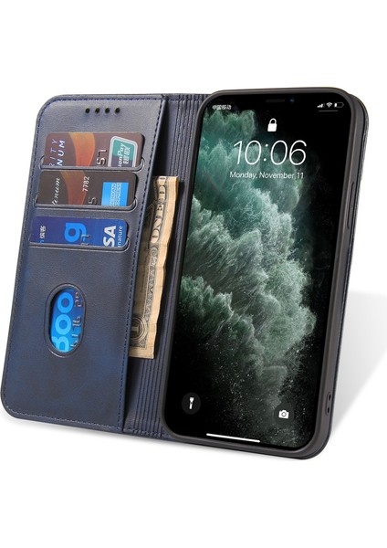 Buzağı Doku Deri Kapağı Iphone 12 Pro Max 6.7 Inç, Manyetik Stand Telefon Kılıf Cüzdanı - Mavi (Yurt Dışından) fırsatları