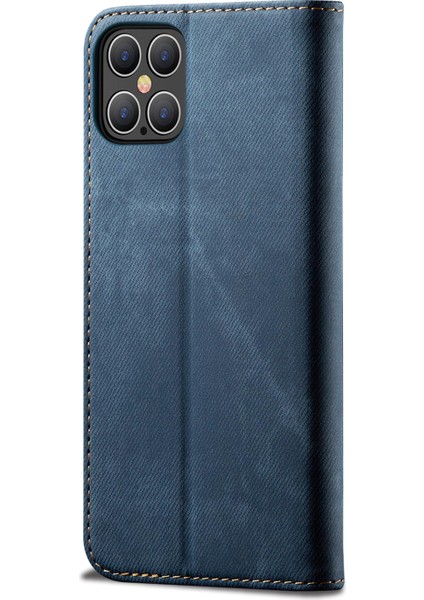 Kot Kumaş Doku Cüzdan Deri Deri Cep Telefonu Koruyucu Kapak Iphone 12 Pro/iphone 12 - Mavi (Yurt Dışından) fırsatları