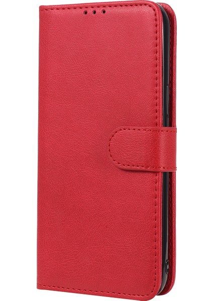 Iphone 12 Pro Max-Red Için Fall Anti-Fall Manyetik Çıkarılabilir 2'si Bir Arada Stand Stand Tasarım Deri Kılıf (Yurt Dışından)