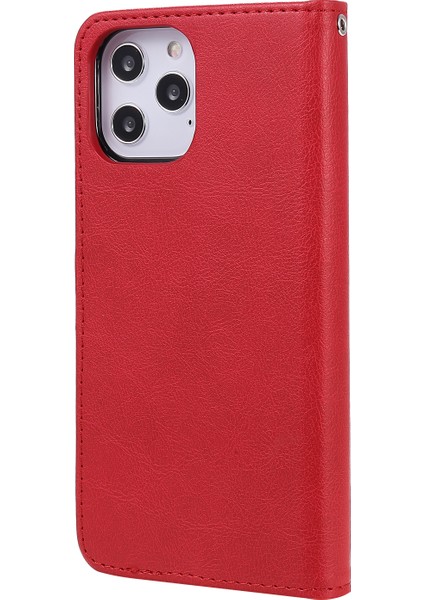 Iphone 12 Pro Max-Red Için Fall Anti-Fall Manyetik Çıkarılabilir 2'si Bir Arada Stand Stand Tasarım Deri Kılıf (Yurt Dışından)