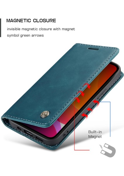 Iphone 12 Pro/12 Için Cüzdanlı Otomatik Emilmiş Deri Stand Flip Shell (Yurt Dışından)
