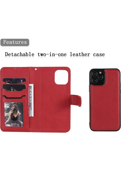 Iphone 12/12 Pro Phone Case Anti-Fall Anti-Fall Manyetik Kt Deri Serisi-3 Çıkarılabilir 2'si 1 Arada Cüzdan Tasarım Deri Kılıf -Ed (Yurt Dışından)