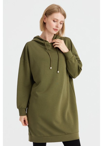 Kadın Kapüşonlu Sweat Elbise Haki fırsatları
