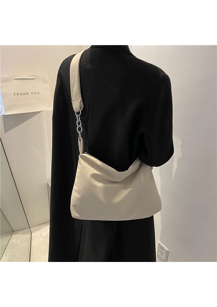 Gn Siyah Kadınlar Kızlar Için Crossbody Çanta Shopper Rahat Katı Basit Zincir Düğümlü Sapanlar Messenger Omuz Tote Çanta (Yurt Dışından) fırsatları
