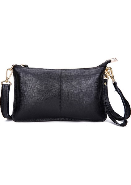 Siyah 100% Hakiki Deri Kadın Messenger Çanta Ünlü Marka Kadın Omuz Çantası Zarf Debriyaj Çanta Kadınlar Için Crossbody Çanta Çanta 2019 (Yurt Dışından)