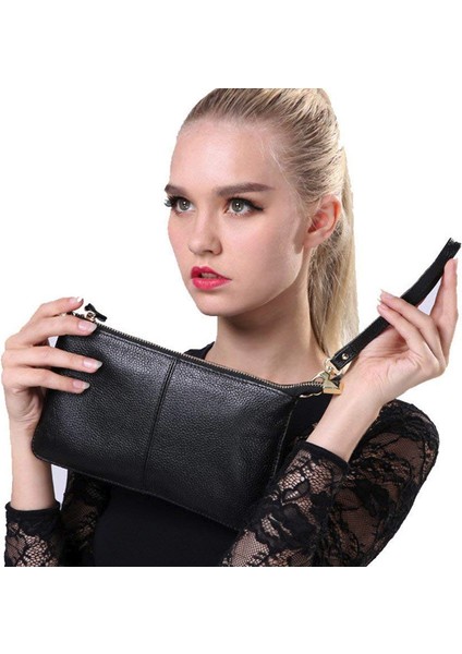 Siyah 100% Hakiki Deri Kadın Messenger Çanta Ünlü Marka Kadın Omuz Çantası Zarf Debriyaj Çanta Kadınlar Için Crossbody Çanta Çanta 2019 (Yurt Dışından) modelleri