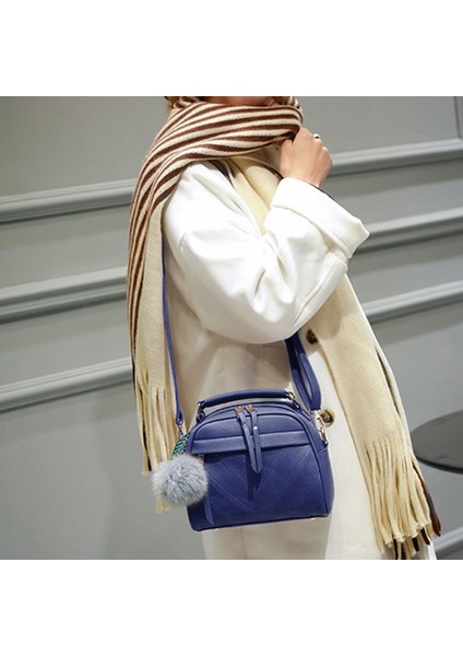 Gri Püskül Messenger Omuz Çantası Kadınlar Için Kız Moda Postacı Çantası Pu Deri Çanta Bayan Boston Hairball Crossbody Tote Çanta (Yurt Dışından) fırsatları