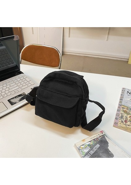 Kadınlar Için Siyah Moda Küçük Tuval Crossbody Çanta 2022 Mini Omuz Telefon Çanta Kız Öğrenci Pamuklu Bez Mini Kadın Çanta Flap (Yurt Dışından)