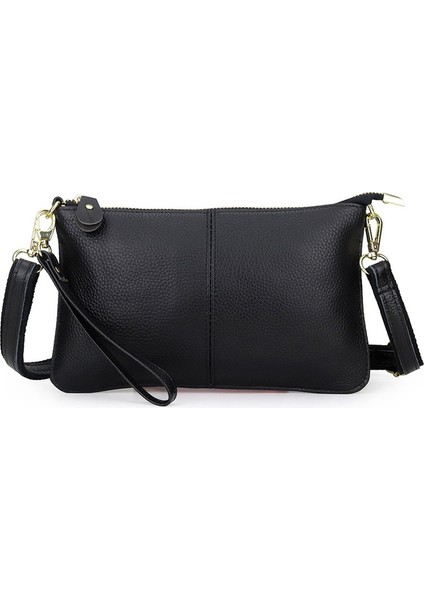 Siyah Yüksek Kaliteli Hakiki Deri Omuz Çantası Kadın # 39; S Çanta Moda Kadınlar Için Crossbody Çanta Messenger Çanta Kadın Çanta Kılıf (Yurt Dışından)