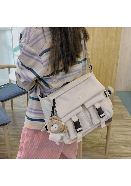 Siyah 31X26CM Kız Çanta Tuval Genç Omuz Çantaları Genç Kadın Haberci Çanta Bayanlar Casual Crossbody Çanta Kılıfı Çanta Öğrenci Çantaları (Yurt Dışından) fiyatları