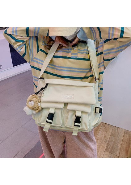 Siyah 31X26CM Kız Çanta Tuval Genç Omuz Çantaları Genç Kadın Haberci Çanta Bayanlar Casual Crossbody Çanta Kılıfı Çanta Öğrenci Çantaları (Yurt Dışından) modelleri
